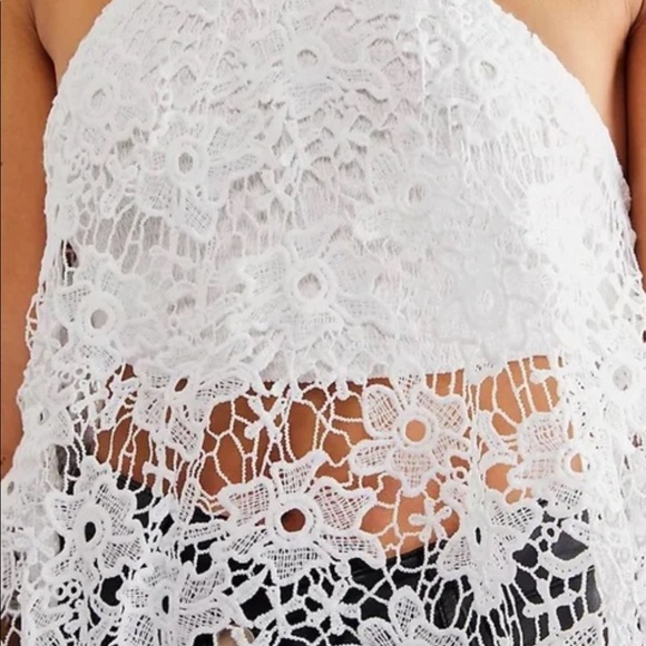 Free People Seychelle Lace Top Ivory Halter Sz XS - Picture 3 of 7